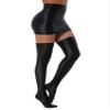YiZYiF Women's Oil Shiny Smooth Pencil Mini Skirts Silky Stretchy Slim Stockings Bodycon Skirts Set Black Large view 3