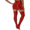 YiZYiF Women's Oil Shiny Smooth Pencil Mini Skirts Silky Stretchy Slim Stockings Bodycon Skirts Set Red X-Large view 2
