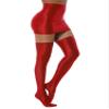 YiZYiF Women's Oil Shiny Smooth Pencil Mini Skirts Silky Stretchy Slim Stockings Bodycon Skirts Set Red X-Large view 3