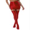 YiZYiF Women's Oil Shiny Smooth Pencil Mini Skirts Silky Stretchy Slim Stockings Bodycon Skirts Set Red X-Large view 4