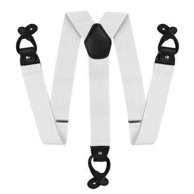 Vittorio Farina Adjustable Button End Suspenders, Elastic Y-Back Suspenders (Wine/Silver)