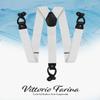 Vittorio Farina Adjustable Button End Suspenders, Elastic Y-Back Suspenders (Wine/Silver) view 2