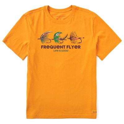 Life is Good Mens Crew Neck Crusher Lite T-Shirt (LIG Frequent Flyer - Desert Gold, Small)
