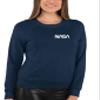 Go All Out Large Navy Blue Men NASA Worm Logo Left Chest Sweatshirt Crewneck view 2