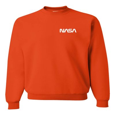 Go All Out Small Orange Men NASA Worm Logo Left Chest Sweatshirt Crewneck