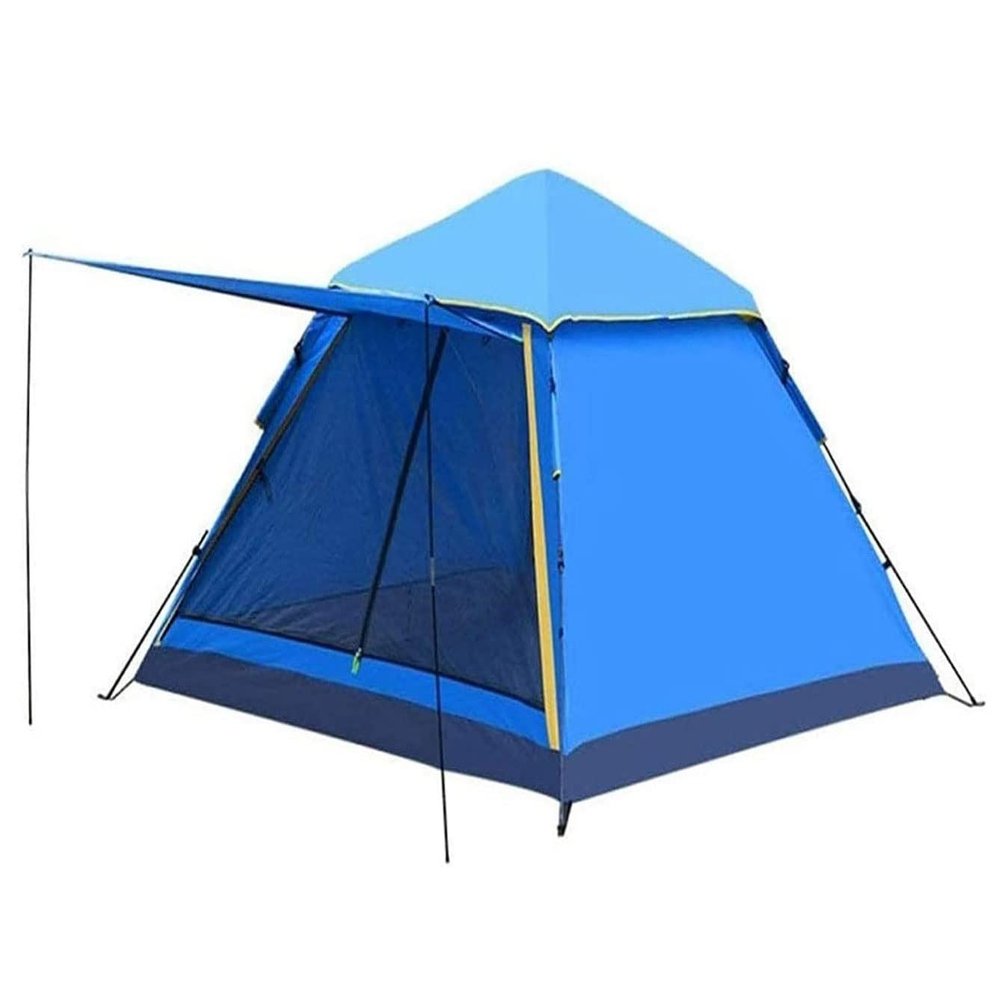 SMSOM Camping Tent 2-4 People, Waterproof and Windproof Family Tents, Portable Camping Tent with Carry Bag, Suitable for Camping, Outdoor & Travel (Color : Blue)