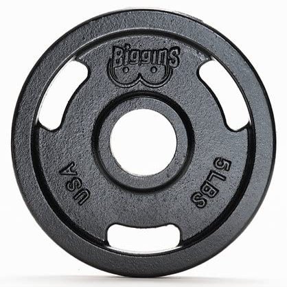 Biggins Machined Cast 1.0 Iron 5Lb Olympic Weight Plate Pair