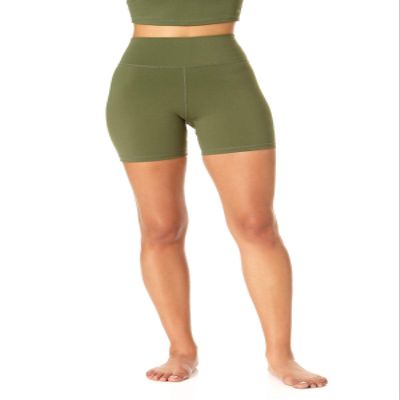 Anne Cole Women's High Waist Bike Short, Green, S