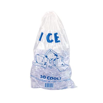 10lb Ice Bags with Drawstring- 100 Pack, Clear, Plastic Bag For Ice Storage, Leak Resistant for Camping, Coolers, Parties, & More