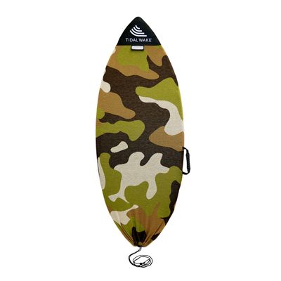 Tidal Wake TAG-IT  52" Pointed Nose Wake Surf & Wakeboard Sock with EZ Carry Handle & Built-in Name Tab  Personalize & Protect WakeSurf, Wake or Foil Boards - Brown & Green-Camo