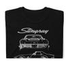 1970 'Vette C3 Stingray LT-1 Custom Outline Art Collector Car T-Shirt Black view 2
