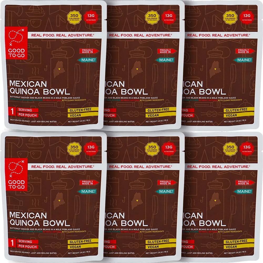 GOOD TO-GO Mexican Quinoa Bowl (6-Pack of Single Servings) | Camping & Backpacking Food | Just Add Water Backpacking Meals | Good To-Go Dehydrated Meals Taste Better Than Freeze Dried Food