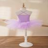 Oyolan Kids Girls Sequins Sparkly Spaghetti Straps Criss Cross Back Ballet Dance Leotard Ballerina Tutu Dress Purple 7-8 Years view 4