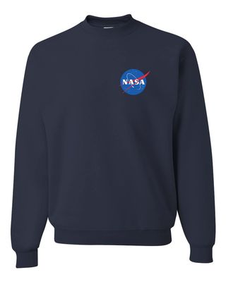 Go All Out Large Navy Blue Mens NASA Blue Meatball Left Chest Logo Sweatshirt Crewneck