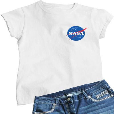 3X-Large White Women NASA Blue Meatball Left Chest Logo T-Shirt