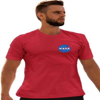 3X-Large Red Mens NASA Blue Meatball Left Chest Logo T-Shirt