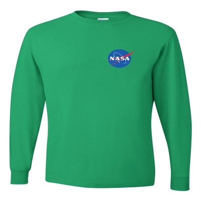 3X-Large Kelly Mens NASA Blue Meatball Left Chest Logo Long Sleeve T-Shirt