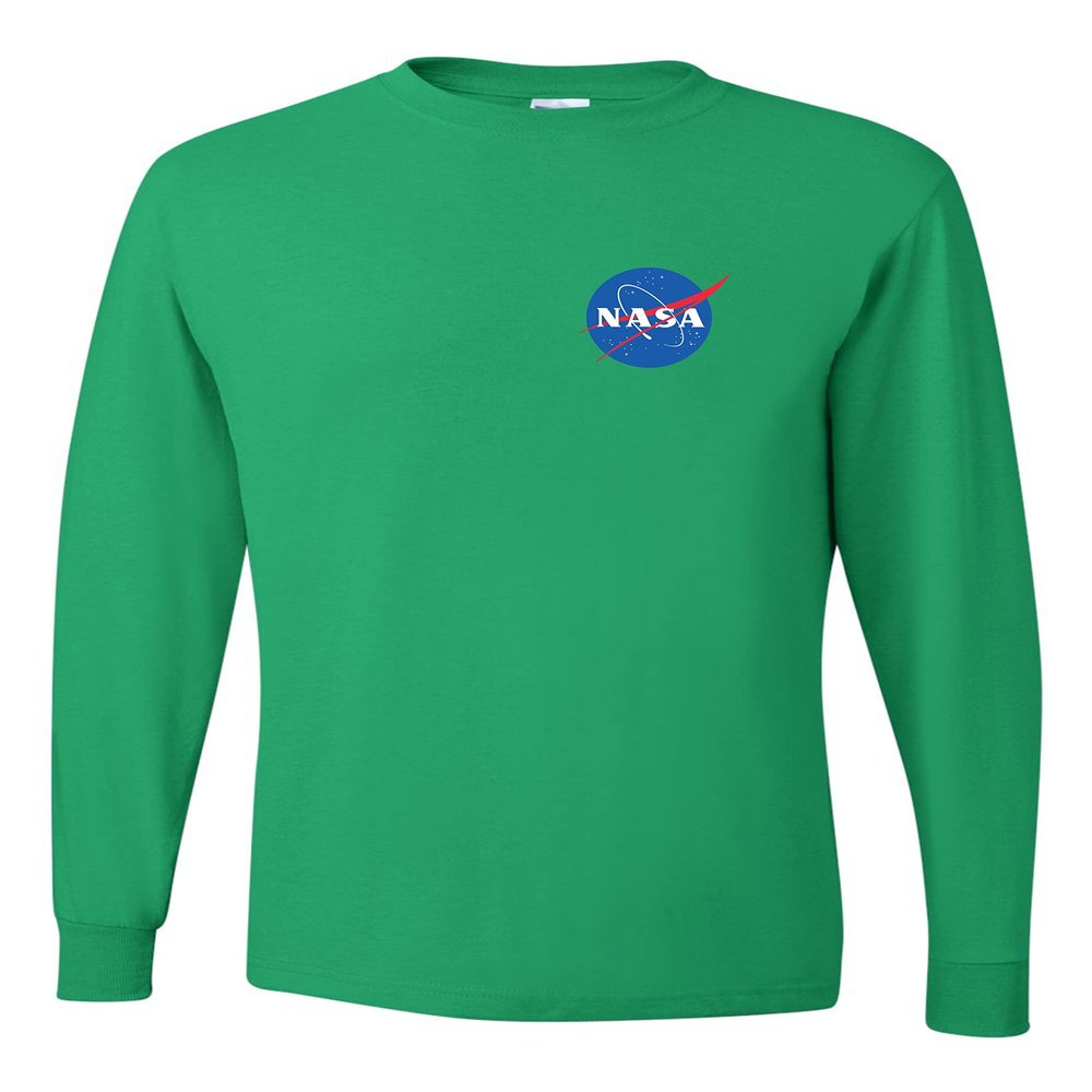 3X-Large Kelly Mens NASA Blue Meatball Left Chest Logo Long Sleeve T-Shirt