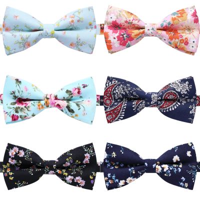 AUSKY 8 PACKS Elegant Adjustable Pre-tied Bow Ties for Men Boys (1&4&5&6&8 Pack for option) (Floral F)