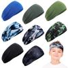 Zhanmai 8 Pieces Boys Headbands Athletic Sweatbands Kids Sports Wicking Headbands Breathable Headbands Elastic Sweat Headband Girls Boys for Football Basketball Running Exercise(Camo and Plain) view 1