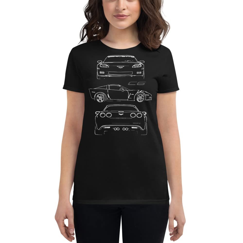 2007 'Vette C6 Z06 Owner Custom Outline Art Women's Short Sleeve t-Shirt Black