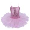 Oyolan Kids Girls Sequins Sparkly Spaghetti Straps Criss Cross Back Ballet Dance Leotard Ballerina Tutu Dress Pink 10-12 Years view 1