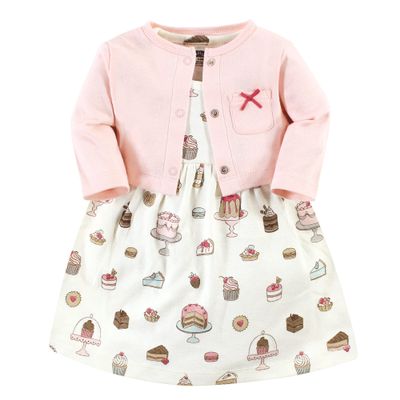 Hudson Baby baby girls Hudson Infant and Toddler Girl Cotton Cardigan Set, Sweet Bakery Casual Dress, Sweet Bakery, 4-5T US