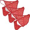 Botmois Men's See-throuhg Cheeky Briefs Bikini String Panties Pucker Back Bikini Briefs Sexy Sheer Underwear 3 Pack(Red) L view 1
