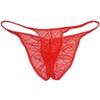 Botmois Men's See-throuhg Cheeky Briefs Bikini String Panties Pucker Back Bikini Briefs Sexy Sheer Underwear 3 Pack(Red) L view 2