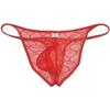 Botmois Men's See-throuhg Cheeky Briefs Bikini String Panties Pucker Back Bikini Briefs Sexy Sheer Underwear 3 Pack(Red) L view 3