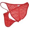 Botmois Men's See-throuhg Cheeky Briefs Bikini String Panties Pucker Back Bikini Briefs Sexy Sheer Underwear 3 Pack(Red) L view 4