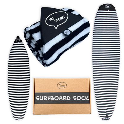 Ho Stevie! Surfboard Sock Cover - Light Protective Bag for your Surf Board (Black/White, 9'0")