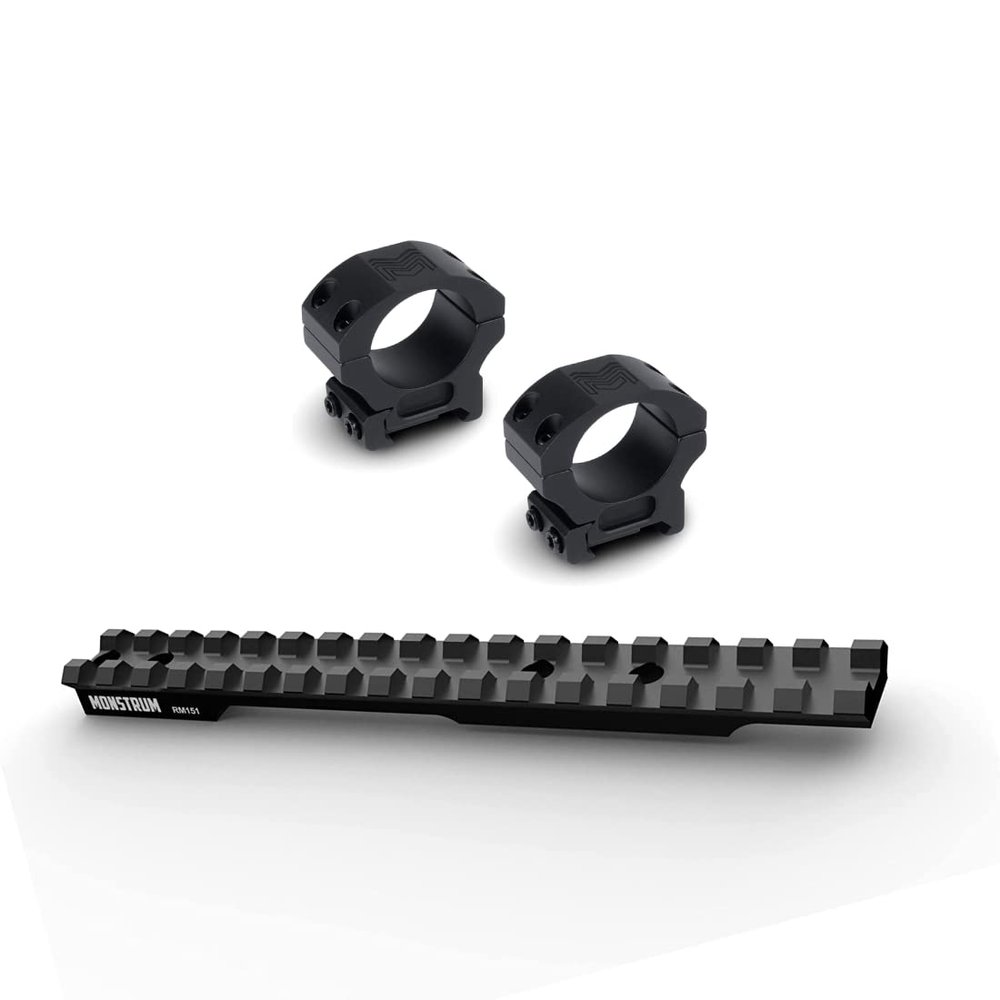 Monstrum Picatinny Rail Mount for Remington 700 | 0 MOA | Short Action | Precision Picatinny Scope Rings | 1 inch Diameter/High Profile | Bundle