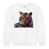 Tee Hunt Dean Russo Colorful Siberian Tiger Sweatshirt Wild Big Cat Crewneck White Small view 1