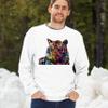 Tee Hunt Dean Russo Colorful Siberian Tiger Sweatshirt Wild Big Cat Crewneck White Small view 2