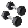 ATcuji 15LB Set of 2 Hex Dumbbells Rubber Coated Cast Iron Hex Black Dumbbell Free Weights for Exercises Neoprene Dumbbell Hand Weights Anti-Slip Anti-roll Hex Shape Colorful 15Lbs Pair view 1