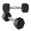 ATcuji 15LB Set of 2 Hex Dumbbells Rubber Coated Cast Iron Hex Black Dumbbell Free Weights for Exercises Neoprene Dumbbell Hand Weights Anti-Slip Anti-roll Hex Shape Colorful 15Lbs Pair view 2