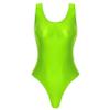 YiZYiF Women's 80s/90s Inspired Glossy Body Suit High Cut One Piece Thong Tank Leotards Swimsuits Fluorescent Green Medium view 2