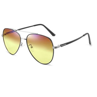 Hvsport Sunglasses Polarized Night Vision Goggles, Driving Sunglasses, Day and Night, Anti-high Beam Driving Sunglasses (Color : Silver, Size : 140mm)