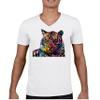 Dean Russo Colorful Siberian Tiger V-Neck T-Shirt Wild Big Cat Tee White Small view 2