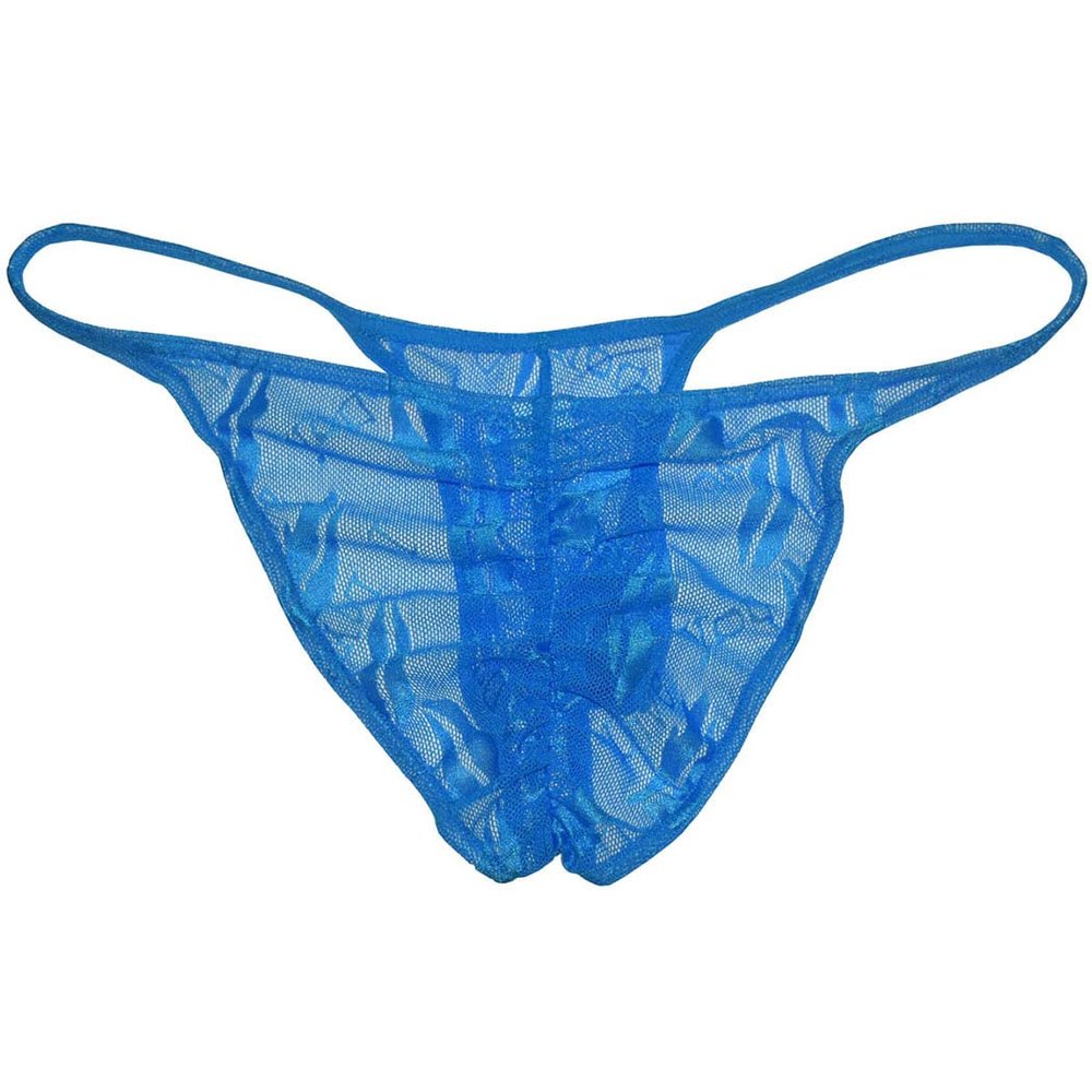 Botmois Men's See-throuhg Cheeky Briefs Bikini String Panties Pucker Back Bikini Briefs Sexy Sheer Underwear Light Blue M