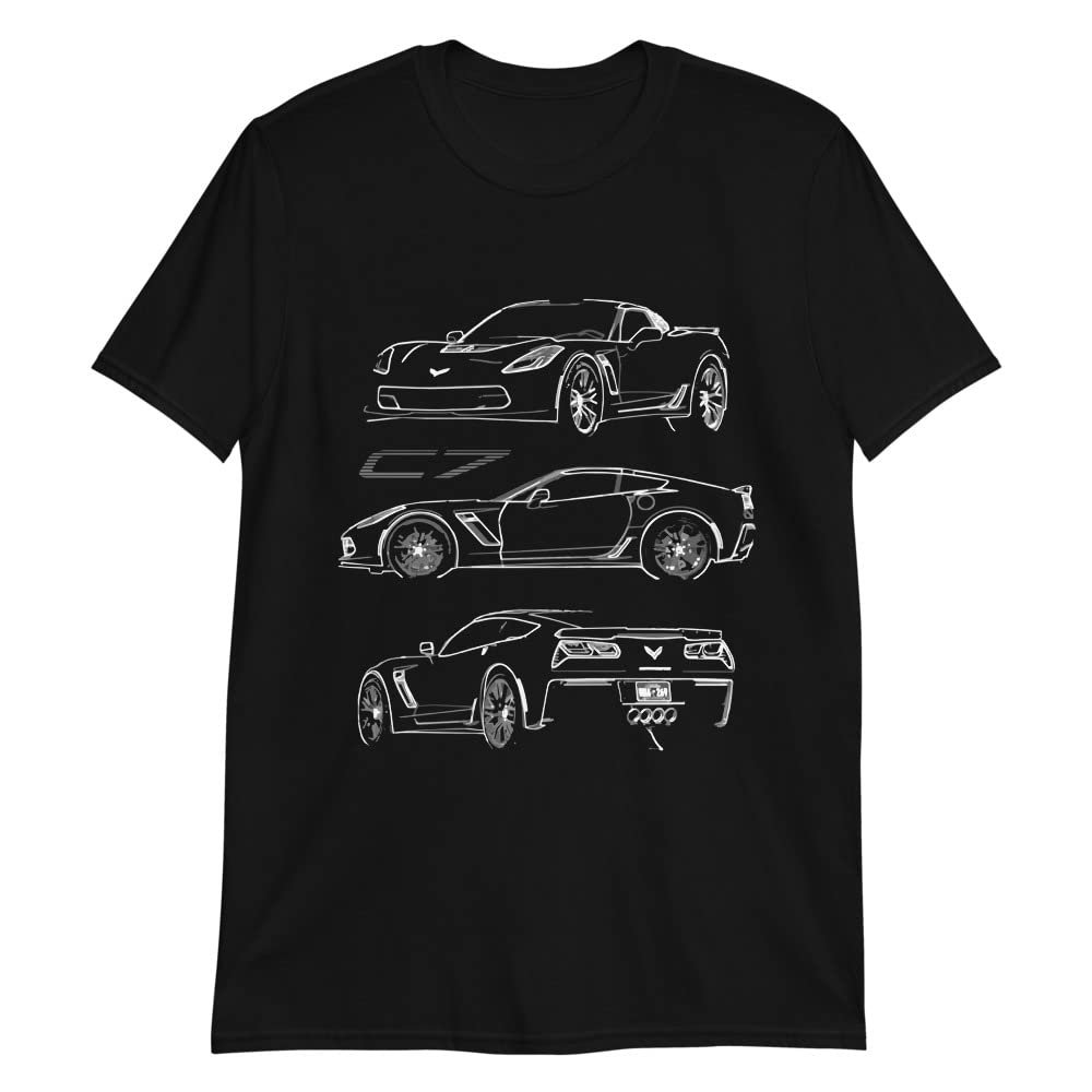 2015 'Vette C7 Z06 Coupe Custom Outline Art Short-Sleeve Unisex T-Shirt Black