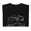 2015 'Vette C7 Z06 Coupe Custom Outline Art Short-Sleeve Unisex T-Shirt Black view 3