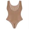 Zaldita Women's Tight Glossy One Piece Swimsuit Opaque High Cut Thongs Bikini Leotard Top Beachwear Coffee X-Large view 3