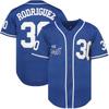Benny 'The Jet' Rodriguez 30 The Sandlot Bel Air Short Sleeve Squints Yeah-Yeah Baseball Jersey (30-Blue, Large) view 1
