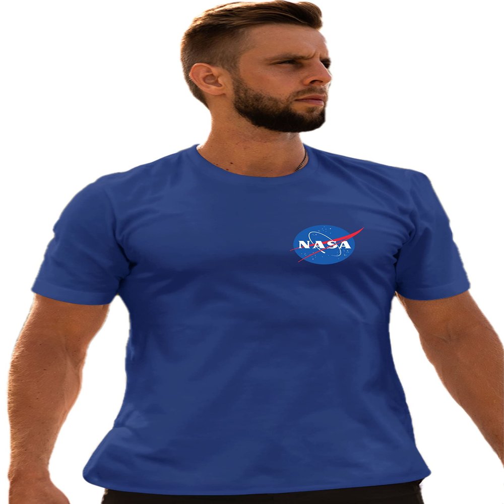 4X-Large Royal Mens NASA Blue Meatball Left Chest Logo T-Shirt