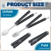 Flutesan 2 Pcs Butterfly Fork and Spoon Set, Tactical Butterfly Spoon Folding Stainless Steel Spork Utensil Set Balisong Trainer for Travel Camping Hunting BBQ Kitchen(Black) view 2