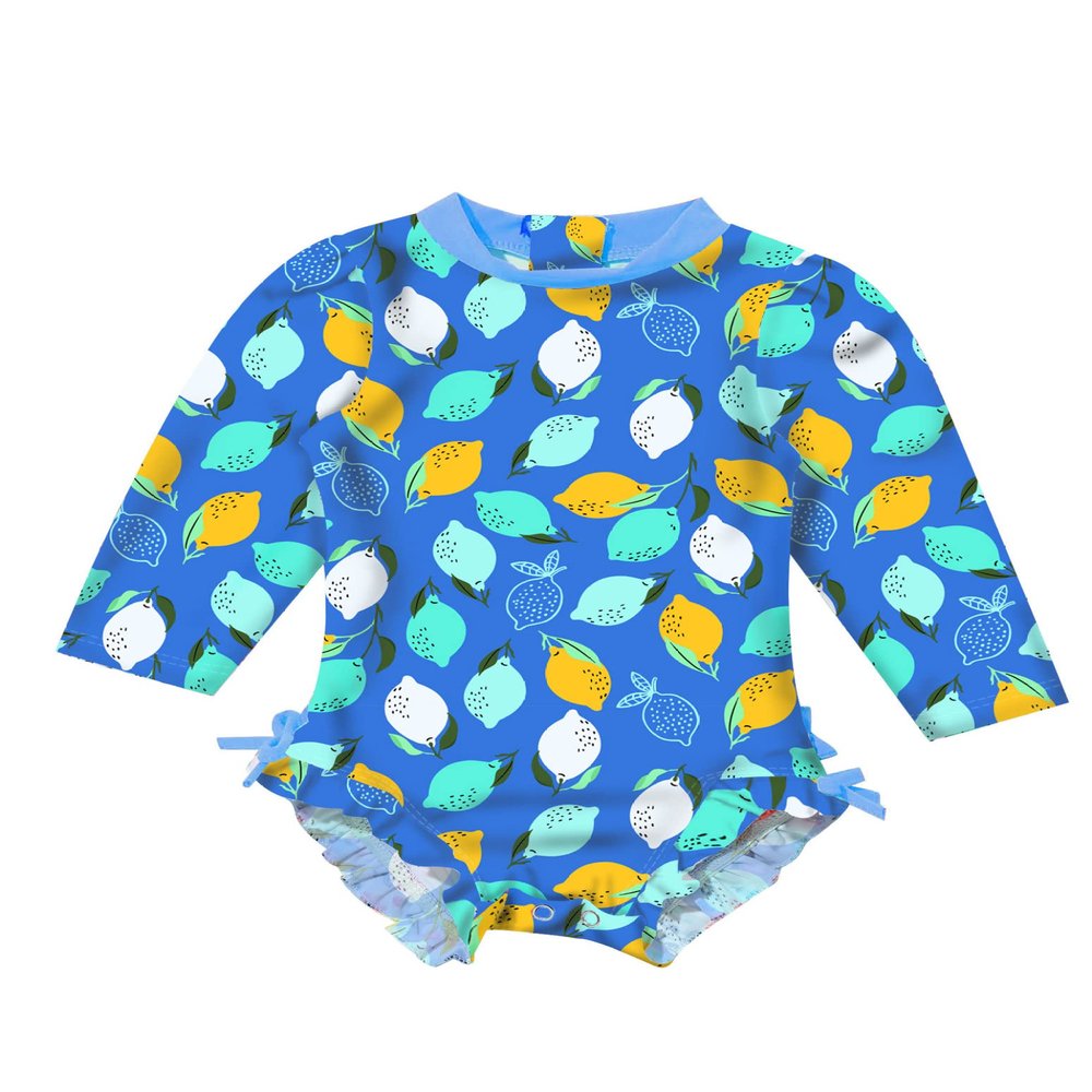 Loloda Baby Girls One Piece Rash Guard Swimsuit Long Sleeve Swimwear Bathing Suit UPF 50+ Sun Protection Royal_Blue 18-24 Months