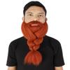 HPO Adult Men's Fake Human Hair Ginger Red Braided Vikings' Beard and Giant Mustache | Novelty False Facial Hair | Costume Accessory for Adults view 2