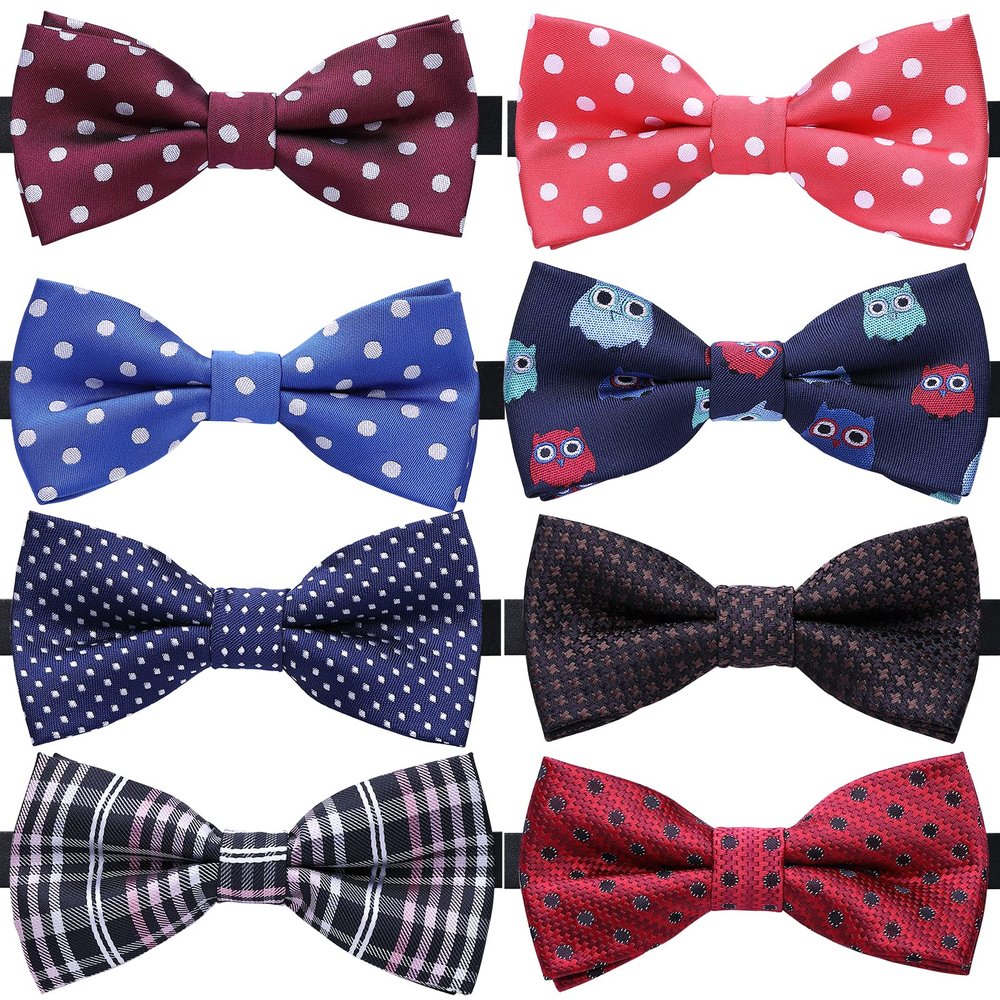 AUSKY 8 PACKS Elegant Adjustable Pre-tied Bow Ties for Men Boys (1&4&5&6&8 Pack for option) (MIXED E)